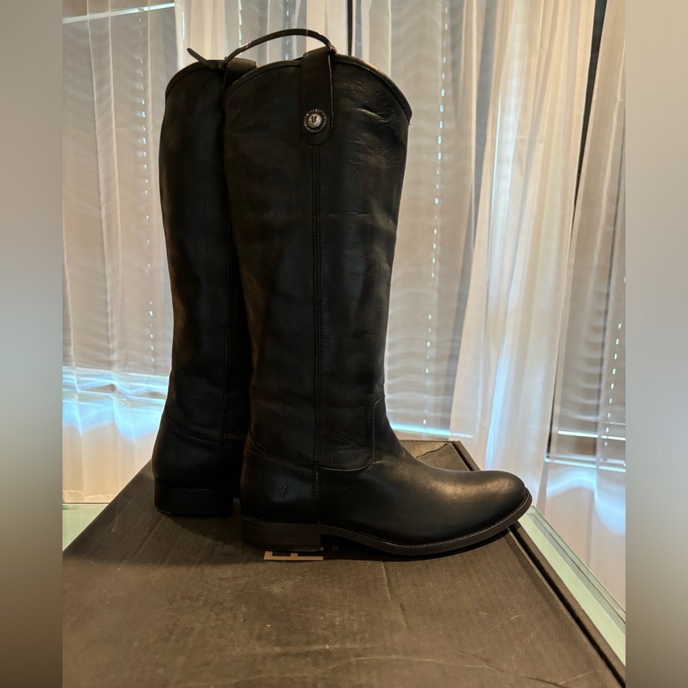 Frye Dark Leather Heeled Boots